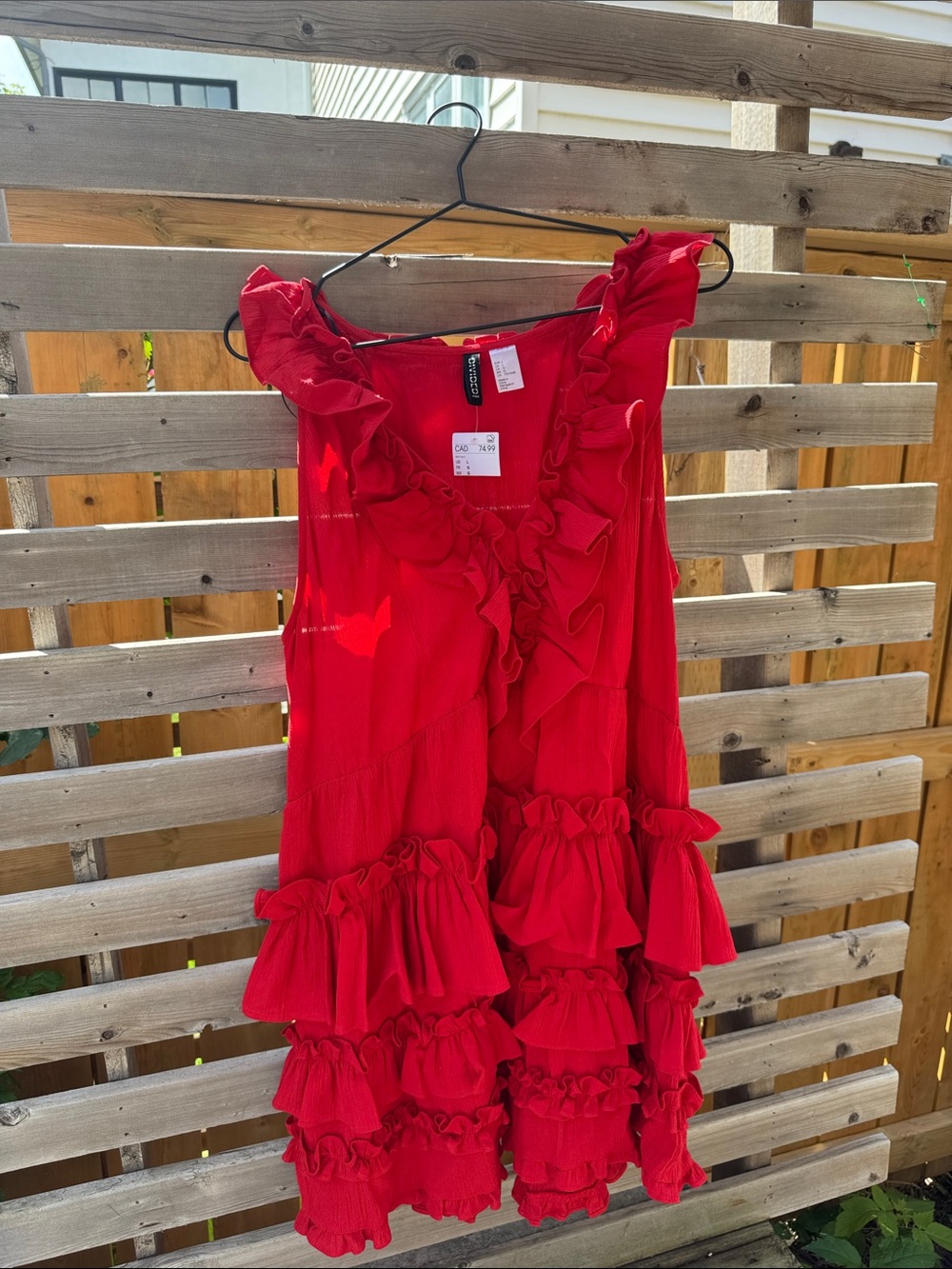 H&M Bright Red Ruffle Mini Dress